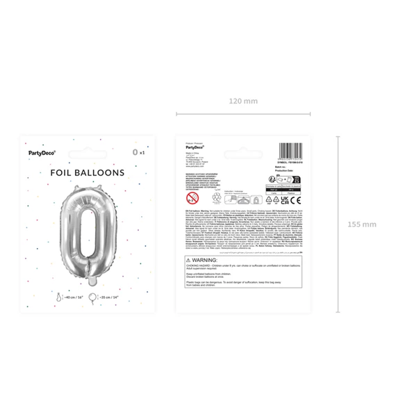 Lufi 0-s szám fólia 35 cm ezüst