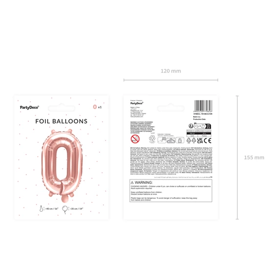 Lufi 0-s szám fólia 35 cm rózsaarany