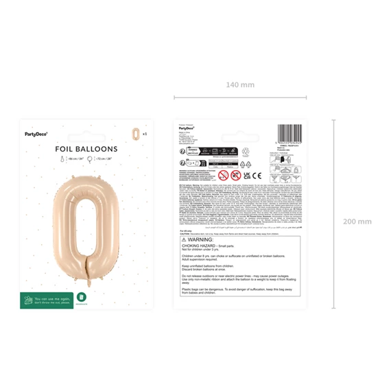 Lufi 0-s szám fólia 72 cm bézs