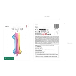 Lufi 1-es szám fólia 86 cm pasztell szivárvány