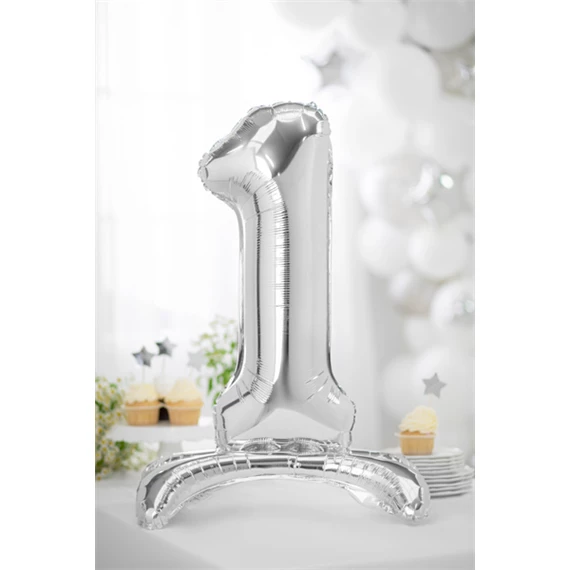 Lufi 1-es szám álló fólia 70 cm ezüst