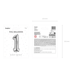Lufi 1-es szám fólia 35 cm ezüst