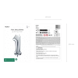 Lufi 1-es szám fólia 72 cm ezüst