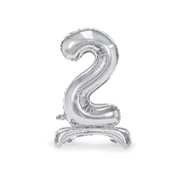 Lufi 2-es szám álló fólia 70 cm ezüst