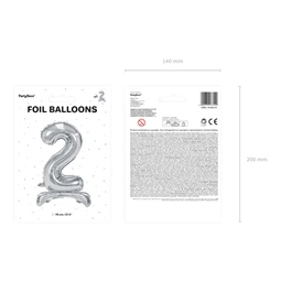 Lufi 2-es szám álló fólia 70 cm ezüst