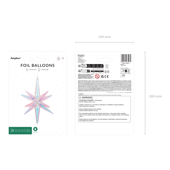 Lufi 3D csillag fólia 70 cm irizáló