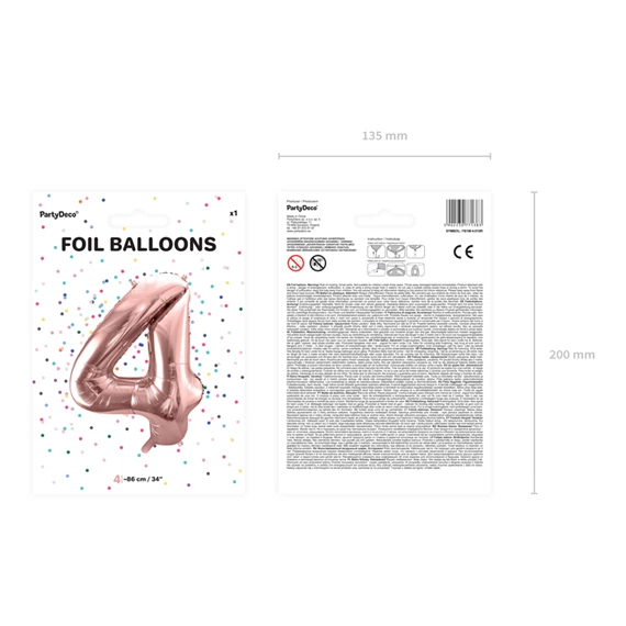 Lufi 4-es szám fólia 86 cm rózsaarany