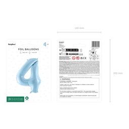 Lufi 4-es szám fólia 72 cm világoskék