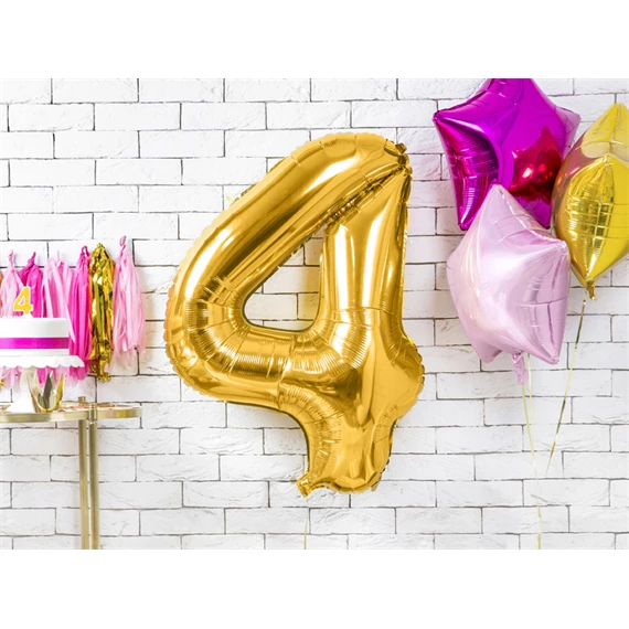 Lufi 4-es szám fólia 86 cm arany