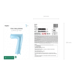 Lufi 7-es szám fólia 72 cm világoskék