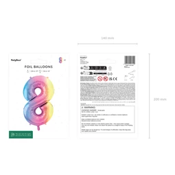 Lufi 8-as szám fólia 86 cm pasztell szivárvány