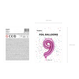 Lufi 9-es szám fólia 35 cm sötét rózsaszín