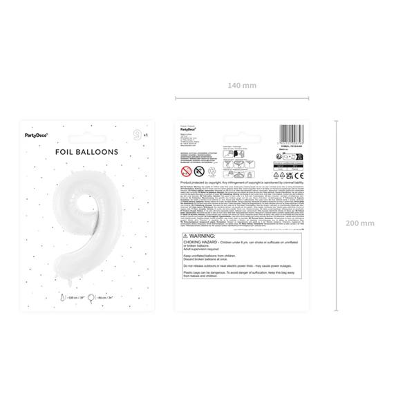 Lufi 9-es szám fólia 86 cm fehér