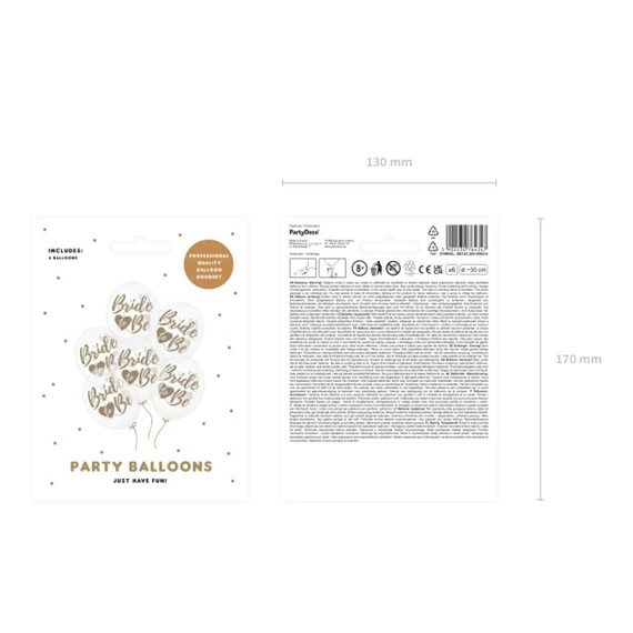 Lufi Bride to be felirattal 30 cm áttetsző-arany S/6