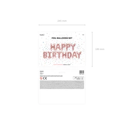 Lufi boldog születésnapot fólia 340x35 cm rózsaarany