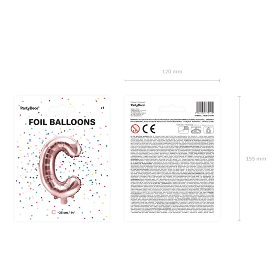 Lufi c betű fólia 35 cm rózsaarany