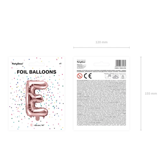 Lufi e betű fólia 35 cm rózsaarany