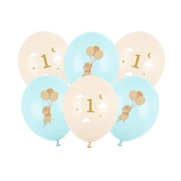 Lufi egér mintával 1-es szám 30 cm világoskék S/6