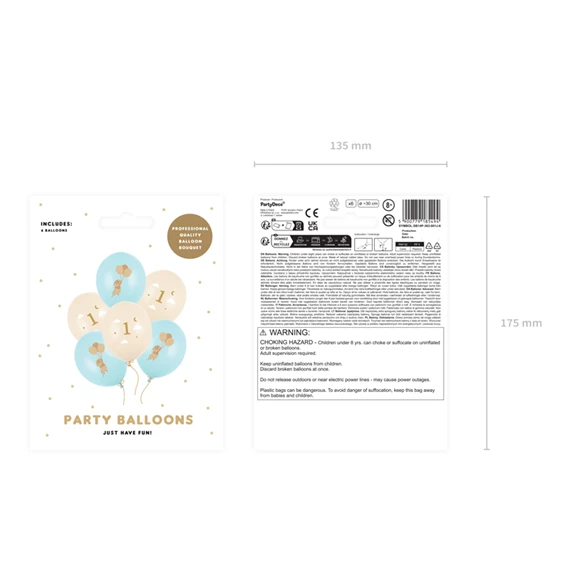 Lufi egér mintával 1-es szám 30 cm világoskék S/6