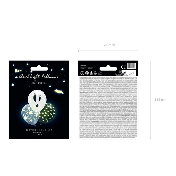 Lufi fekete fény alatt világító 27 cm BOO! mix S/3