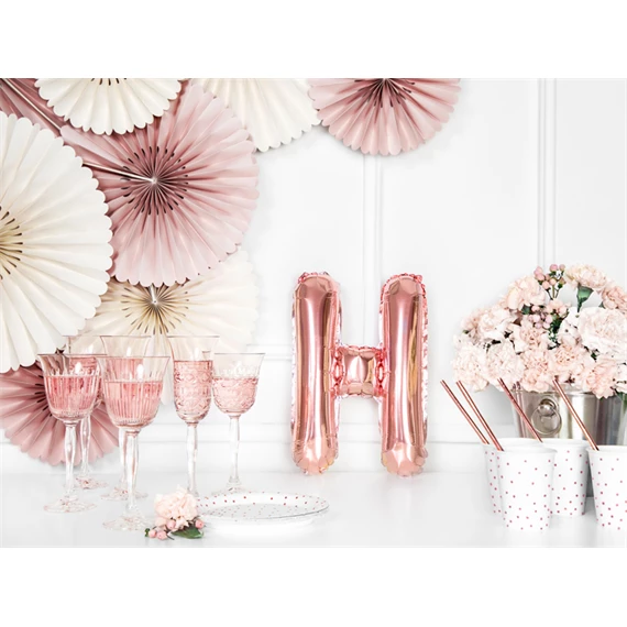 Lufi h betű fólia 35 cm rózsaarany