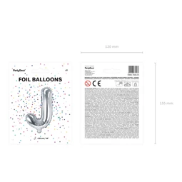 Lufi j betű fólia 35 cm ezüst