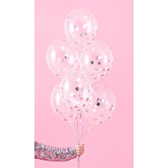 Lufi konfettivel 30 cm ezüst S/6