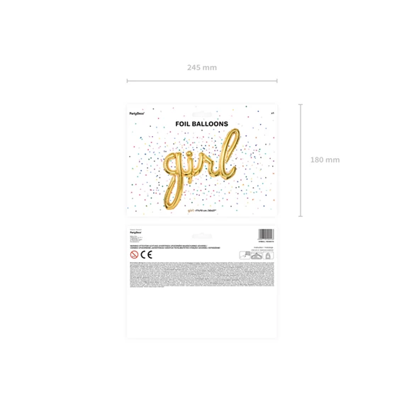 Lufi lány fólia arany 77x70 cm