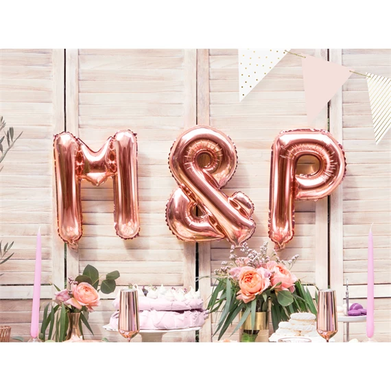 Lufi p betű fólia 35 cm rózsaarany