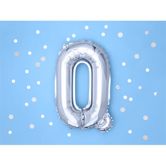 Lufi q betű fólia 35 cm ezüst