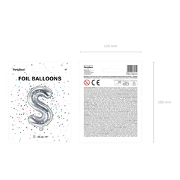 Lufi s betű fólia 35 cm ezüst