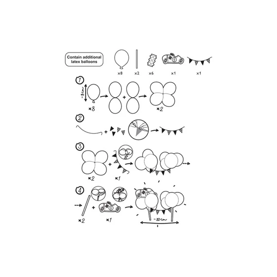 Lufi tortadísz autó, mix, 29 cm