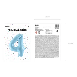 Lufi 4-es szám fólia 86 cm világoskék