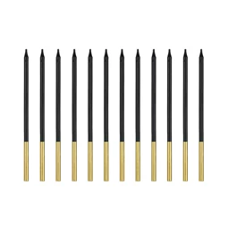 Sima születésnapi gyertyák fekete 14 cm S/12