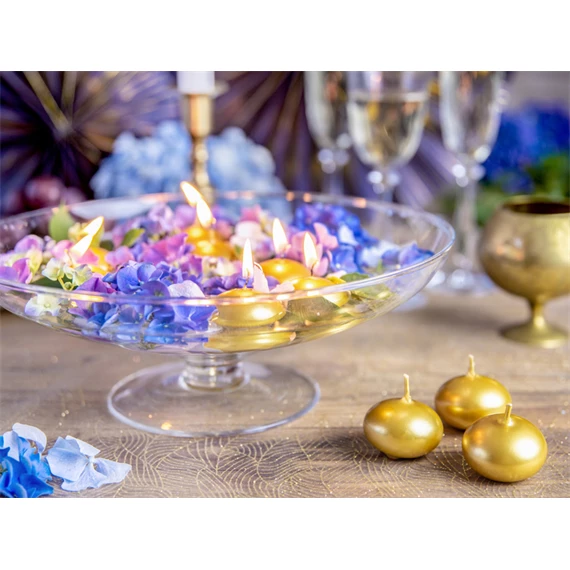 Úszógyertya korong fémes arany 4 cm S/50