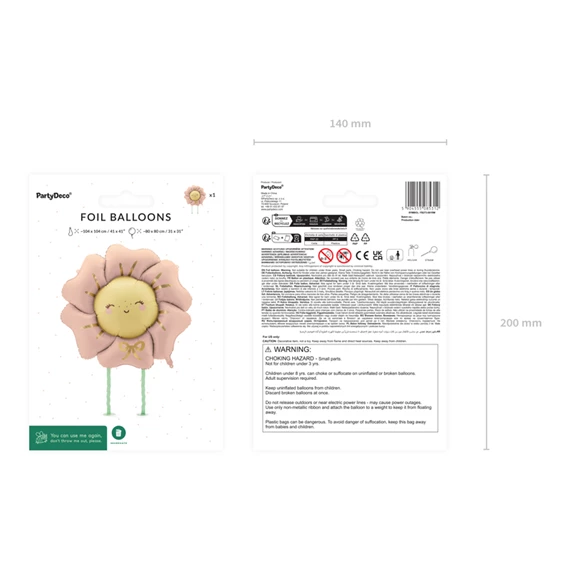 Lufi virág fólia 104x104 cm púderrózsaszín