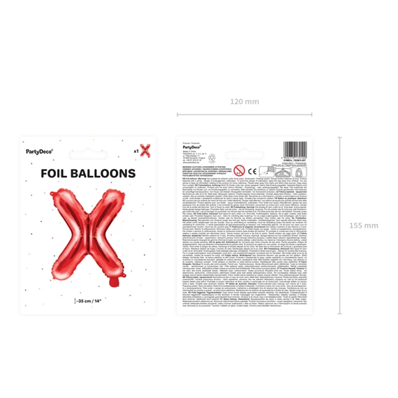 Lufi x betű fólia 35 cm piros