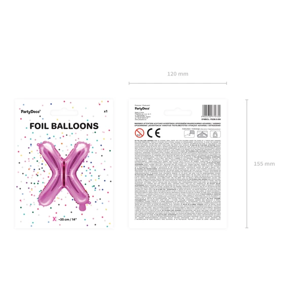 Lufi x betű fólia 35 cm sötét rózsaszín