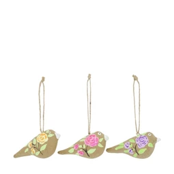 Madár festett mintával, akasztós 11x3,5x5,5 cm 3féle