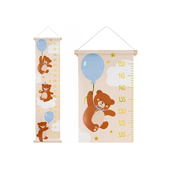 Magasságmérő falra maci, vegyes, 24x100 cm