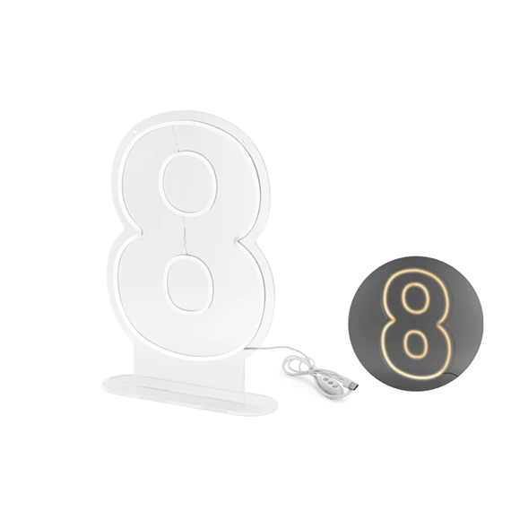 Neon LED 8-as szám fehér 50 cm