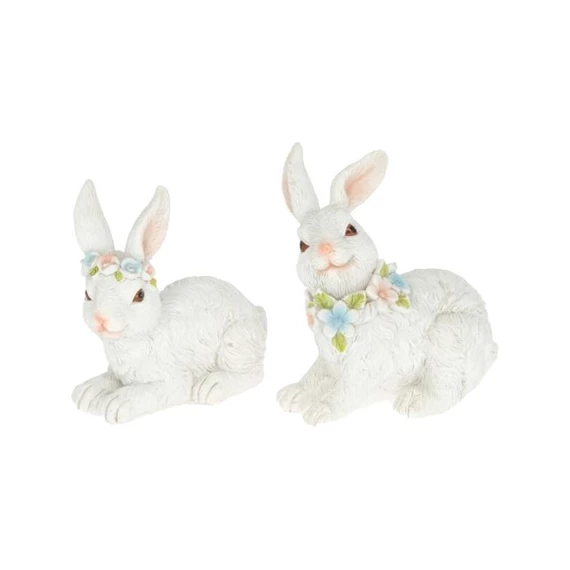 Nyúl virágkoszorúval fekvő 9,5x5,5x10,2 cm 2 féle