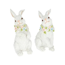 Nyúl virágkoszorúval ülő 8,5x6,5x15,2 cm 2 féle