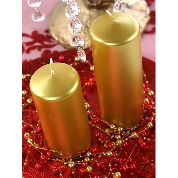 Oszlop gyertya fémes arany 12 x 6 cm S/6