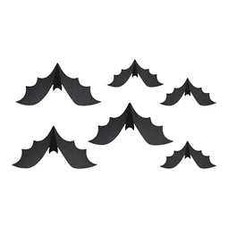 Papír dekoráció denevérek 19-29 cm fekete S/6