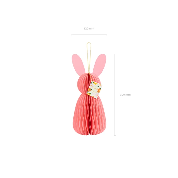 Papír dekoráció méhsejt nyuszi rózsaszín 30 cm