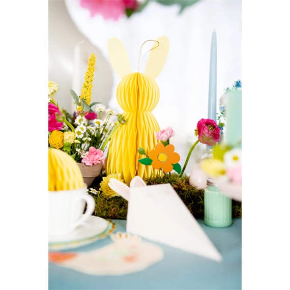 Papír dekoráció méhsejt nyuszi sárga 30 cm