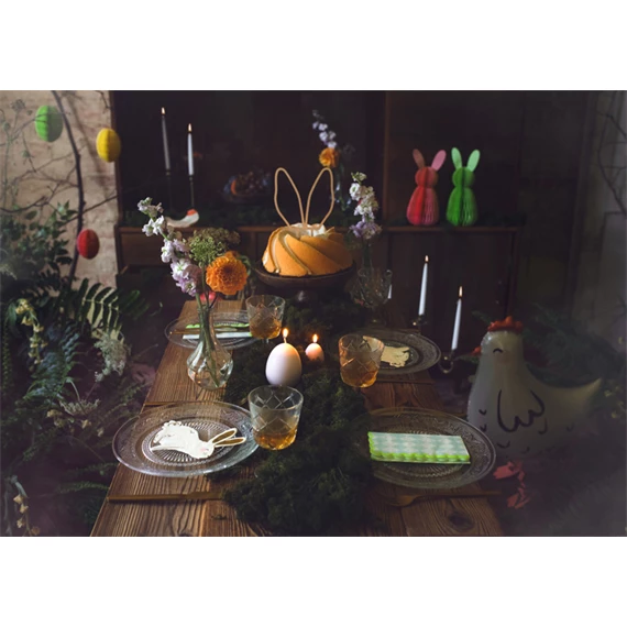 Papír dekoráció méhsejt nyuszi világos zöld 30 cm