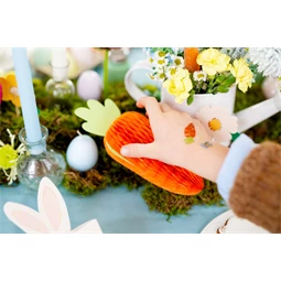 Papír dekoráció méhsejt répa narancs 20 cm