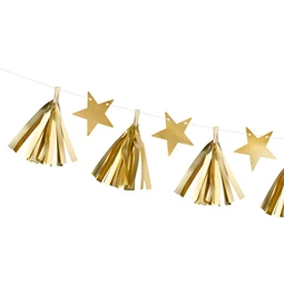 Papír girland csillagok arany 1,3 m